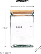 APT 1101 26 oz Glass Storage Jars with Bamboo Lid, set of 6, glass canisters with airtight lids, Clear jars with lids for Cookie, Candy, Tea, Coffee Bean and Rice (White)