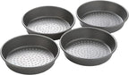 Chicago Metallic Deep Dish Pizza Pan Set of 4, 7 Inch Personal Size, Heavy-Duty Carbon Steel with Perforated Bottom for Crispy Crust, Perfect for Family Pizza Night