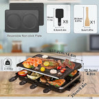 Raclette Table Grill, Indoor Grill Korean BBQ Grill Electric Griddle, 2 in 1 Electric Griddle Nonstick with 8 Raclette Cheese Pans Adjustable Temperature Control 1300W Ideal for Family Party Fun