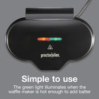 Proctor Silex Double Mini Waffle Maker Machine with 4” Round Non-stick Grids, Makes 2 Personalized Individual Breakfast Keto Chaffles and Hashbrowns, Compact, Black (26102)