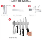 Modern Innovations 10 Inch Stainless Steel Magnetic Knife Bar with Multipurpose Use as Knife Holder, Knife Rack, Knife Strip, Kitchen Utensil Holder, Tool Holder, Art Supply Organizer, Home Organizer