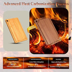 Bamboo Cutting Board for Kitchen, Wooden Cutting Board 3-Piece Set with Non-Slip Mat Deep Juice Groove, Wood Cutting Board for Meat Vegetables Fruit
