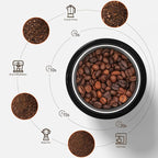 Secura Electric Coffee Grinder, Press Control Spice Grinder for Coffee Bean Seeds Herbs with 2 Stainless Steel Blades Removable Bowls, Black