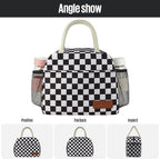 douyadady Lunch Bag Women/Men Lunch Box Women/Men (Black+White Checkerboard)