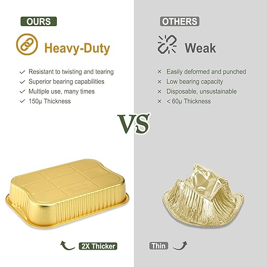 13" x 8.8" Heavy-Duty Aluminum Foil Pans with Lids & Handles, 118oz, 5 Pack – Extra-Thick Disposable Foil Containers for Oven, Baking, Freezer & Food Storage