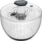 Ourokhome 6.3 QT Salad Spinner with Fully Removable Lid, Large Lettuce Dryer with One-Hand Press Pump, Instant Stop Brake Button and Retractable Handle, Vegetable Washer & Spinner for Greens and Herbs