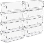 Sorbus Stackable Storage Bins Open Front, Clear Stackable Storage Bins, Pantry Bins for Storage and Organization, Acrylic Stackable Bins for Kitchen, Clear Pantry Organizer Bins (Small Narrow 8 Pack)
