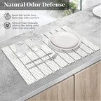 Stone Dish Drying Mats for Kitchen Counter, 24"(L)×16"(W) Wave - Pattern, Fast Drying Collapsible Dish Drying Mat, Eco-Friendly Absorbent Diatomaceous Earth Mats for Match Any Countertop