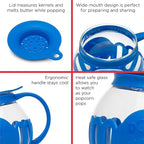 Ecolution Patented Micro-Pop Microwave Popcorn Popper with Temperature Safe Glass,3-in-1 Lid Measures Kernels and Melts Butter,Made Without BPA,Dishwasher Safe,1.5-Quart,Blue,(Pack of 4)