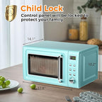 ARLIME Small Microwave, 0.7Cu.ft 700 Watt Countertop Microwave with 5 Micro Power Defrost & Auto Cooking Function, Stainless Steel Interior, LED Display, Retro Microwave for Kitchen, RV, Dorm (Green)
