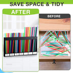 Qinyoung Acrylic Straw Holder for Cabinet Door with Double Sided Adhesive Tape Reusable Straw Organizer Tumbler Storage Kitchen Accessories Container for Counter Cupboard(Classic,Extra Large,Black)