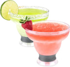 HOST FREEZE Margarita Cocktail Glasses, Frozen Cup Double Wall Insulated Daiquiri Plastic Tumblers Set Fun Tequila Drinking Cups Grey Set of 2
