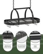 CHOEZON Hanging Pot Rack, Pot Hanger for Kitchen, Ceiling Mounted Pot Holder, Cookware Organizer with 12 S-Shaped Hooks, for Pot, Pan Storage, Space-Saving, Charcoal Black and Black TPR08BCC1