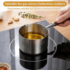 2 Pcs 8.5 oz/4.2 oz Mini Food Grade Stainless Steel Butter Warmer, Mini Food Warmer with Dual Spouts, Small Milk Saucepan with Wood Handle, for Coffee Milk Warming Chocolate Butter Melting