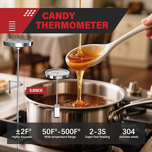 AWLKIM 5 Pack Professional Kitchen Food Thermometer Set – Includes Instant Read Digital Meat Thermometer, Oven-Safe, Ambient Oven Monitoring, Fridge & Candy/Deep Fry for Cooking, BBQ, Baking