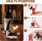 Wine Key - Heavy Duty Waiter Corkscrew, Premium 420 Stainless Steel Compact Wine Opener with Double Hinged, Foil Cutter and Bottle Opener, Gifts for Servers, Sommelier, Bartenders - Black