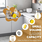 Sponge Holder for Kitchen Sink,Smiley Face Sink Caddy with Removable Brush Holder,Self-Draining Sponge Caddy for Soap,Dish Brush,Scrubber,Kitchen Essentials and Gadgets-Silver
