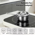 Macevia Mini Sauce Pan with Lid, Stainless Steel Butter Warmer Small Pot, For All Stoves Multipurpose Use for Home Kitchen or Restaurant (10.8oz/320ml) - Silver
