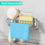 HapiRm Sink Caddy Sponge Holder - No Drill Sponge Holder for Kitchen Sink, Rustproof and Waterproof Kitchen Organizer - Grey