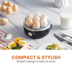 Elite Gourmet EGC115B Easy Egg Cooker Electric 7-Egg Capacity, Soft, Medium, Hard-Boiled Egg Cooker with Auto Shut-Off, Measuring Cup Included, BPA Free, Classic Black