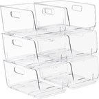 Sorbus Stackable Storage Bins Open Front, Clear Stackable Storage Bins, Pantry Bins for Storage and Organization, Acrylic Stackable Bins for Kitchen, Clear Pantry Organizer Bins (Medium 6 Pack)