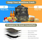 holuxer Insulated Lunch Bag & Lunch Box for Men - Double Deck Reusable Lunch Bag for Women Tote Cooler Bag Leakproof Soft Expandable - Extra Large Lunchbox for Work/Adult/Picnic/Outdoor (Camo，22L)