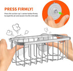 SunnyPoint NeverRust Deluxe Kitchen & Bathroom Sink Sponge Holder Organizer with Adhesive Mount - Additional Suction Cup Included – Sponge & Brush NOT Included – 7.4 x 3.3 x 2.75 Inch, BLK
