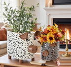 Farmhouse Metal Small Storage Basket Set For Kitchen or Bathroom Pig Decor, 2 Count Stackable Small Basket with Handle