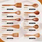 Mooues Wooden Spoons for Cooking, Wooden Utensils for Cooking Natural Teak Wooden Kitchen Utensils Set Comfort Grip (10 PCS SET)