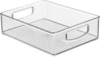 iDesign Plastic Stackable Pantry Bin - Organizer Bin with Handles for Cabinets or Fridge - Set of 2 - Clear