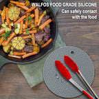 Silicone Trivet Mats - Walfos Heat Resistant Pot Holders Set, 4pcs 2 Sizes 7 Inch & 9 Inch, Multipurpose Non-Slip Hot Pads for Hot Pot, Hot Dishers, Jar Opener, Food Grade & BPA Free (Nordic Grey)