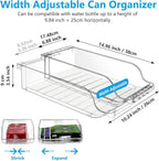 2 Packs Refrigerator Organizers and Storage Width Adjustable Can Organizer for Refrigerator Expandable Soda Can Dispenser for Beer Soda Pop Can Soda Organizer for Fridge Kitchen Pantry Clear