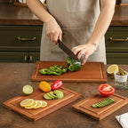 Bamboo Cutting Board Set of 3, Wood Cutting Boards for Kitchen with Juice Grooves, Durable Chopping Board for Meat, Vegetables & Meal Prep