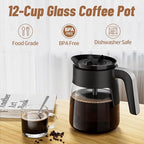 12 Cup Coffee Pot Replacement for Ninja Coffee Maker CFP101 CFP201 CFP301 CFN601 CFP250A CFP300 CFP307, Glass Carafe Replacement with Brew-Through Lid, Ninja Coffee Pot Replacement with Sturdy Handle