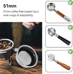 1 Cup 51mm Coffee Filter Basket, Stainless Steel Pressurized Mesh Coffee Filters Bottomless Portafilter Coffee Machines Accessories for Semi-Automatic Coffee Machine Series (1 Cup)