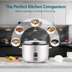 Commercial Rice Cooker, Large Capacity 30-Cup (UnCooked), 60-Cup (Cooked) with One Touch Operation and 12-Hour Keep Warm, Easy to Use and clean, 1600W, White