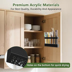 Acrylic Straw Holder for Cabinet Door - Reusable Tumbler Straw Organizer Storage, Small Kitchen Accessories Container, Ultra Sticky Cupboard Door Mounted (Black, Large 9.5" (Most Cabinets))