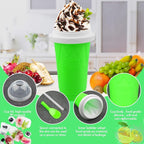 Slushie Maker Cup,DIY Magic Slushy Maker Squeeze Cups,Portable Smoothie Squeeze Cups for Juices,Milk and Ice Cream Make,Double Layer Squeeze Slushy Maker Cup,Birthday Gifts for Mom Dad & Friend(Green）