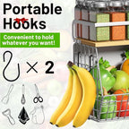 Magnetic Shelf for Fridge with Wood Lid, Fruit Potato and Onion Storage Bins, Pantry Organizers & Storage, Large Container Magnetic Spice Rack for Refrigerator, Kitchen Counter (Silver-gray, 2)