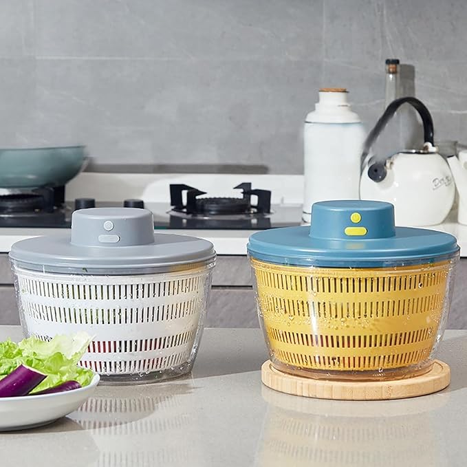 Large Salad Spinner,3-in-1 Vegetable Wash Bowl, Salad Bowl & Lettuce Spinner, Fruit Cleaner,4.22Qt Lettuce & Fruit Washer, Quick Drainage Electric Mixer