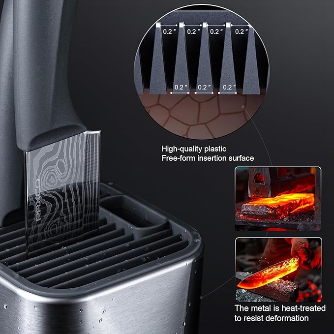 RAXCO 10-Piece Kitchen Knife Set | Stainless Steel Holder | Compact Design - Gray