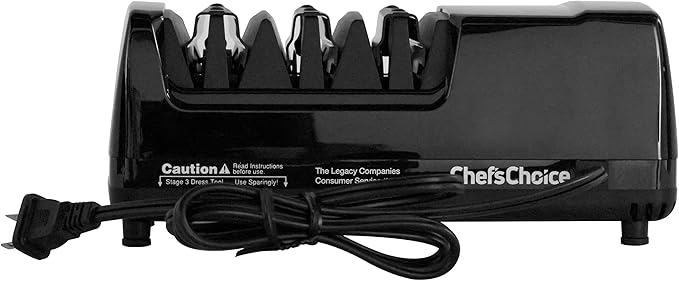 Chef’s Choice Professional Electric Knife Sharpeners AngleSelect for 15- and 20-Degree Straight-Edge and Serrated Knives with Diamond Abrasives & Precision Angle Control, 2-Stage, Black