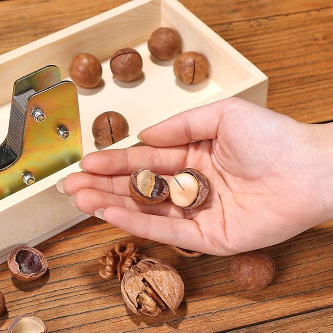 OUNONA Hand-pressed Walnut Cracker Nut Shell Opener with Wooden Handle Portable Fresh Nut Cutter for Home Kitchen Specialty Tool