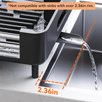 Urackify Stainless Steel Dish Drying Rack - Dish Drainer for Kitchen Counter, Extendable Drainboard with Foldable, Space-Saving Cup & Bowl Organizer, Includes Knife and Utensil Holder, Black