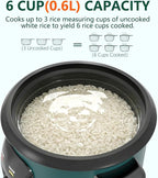 Macook Mini Rice Cooker | 6-Cup (0.6L) Small Rice Maker | One-Button Operation | Non-Stick Inner Pot | Automatic Keep Warm & Overheat-Proof | for 1-6 People, Students & Small Families (Green)