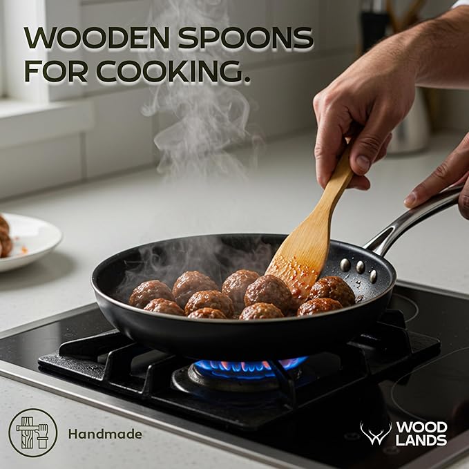 Cooking Gifts For Mom Wooden Spoons for Cooking 6-Piece - Bamboo cooking utensils with Spatulas & Spoons, Wooden Utensils, Heat-Resistant, Eco-Friendly Kitchen Utensils - Christmas Gifts