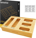 SpaceAid Bag Storage Organizer for Kitchen Drawer, Bamboo Organizer, Compatible with Gallon, Quart, Sandwich and Snack Variety Size Bag (1 Box 5 Slots)