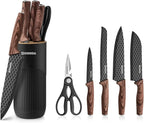 GOODA Kitchen Knife Set With Block,6-Piece Professional Chef Cooking Knives Set For Kitchen,Non-Stick Stainless Steel Knife Block Set