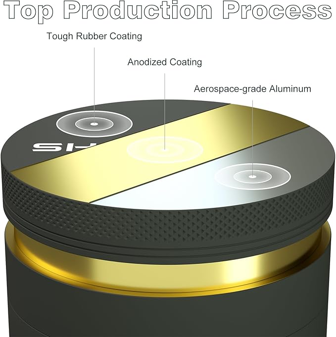 Grinder for Kitchen Spices, 3" Large Size Durable Aluminum Alloy Manual Spice Mills (Black)