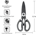 OMDAR Food Grade Kitchen Scissors All Purpose 3 Pack - Heavy Duty Stainless Steel Cooking Shears for Cutting Meat, Food, Fish, Poultry Sharp Sissors for Dishwasher Safe - with Protective Sheath